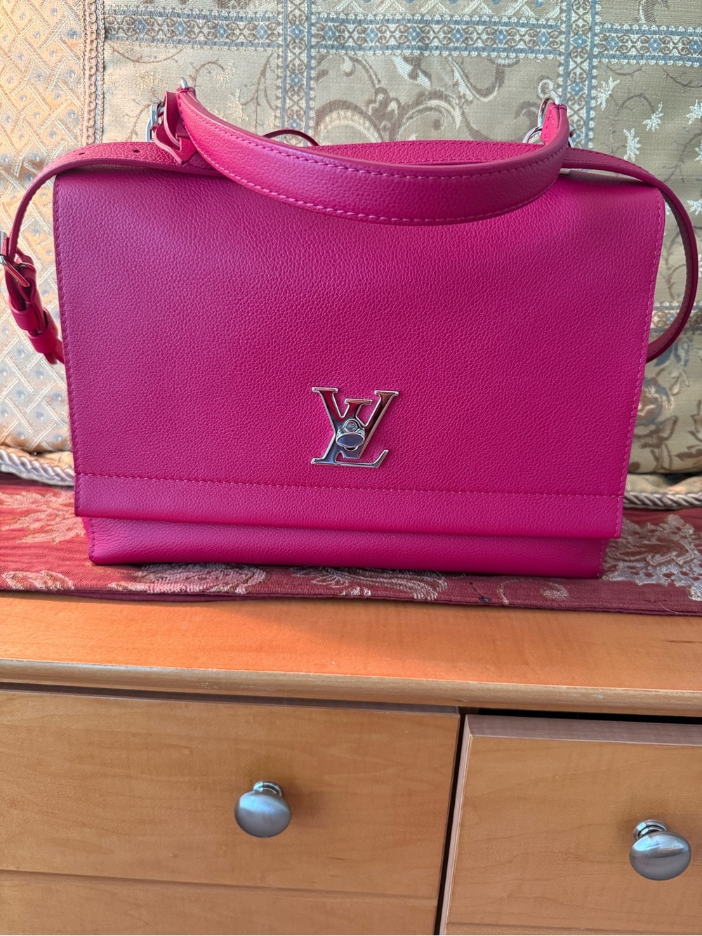 Louis Vuitton Lockme II Dahlia with Silver LV Logo